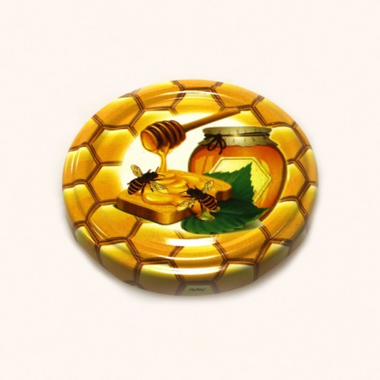 500 ADET 82 MM STANDART BOY ARI-BAL DESENLİ KAVANOZ KAPAĞI