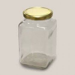 1600 Cc. Kare Cam Kavanoz - Gold Kapaklı