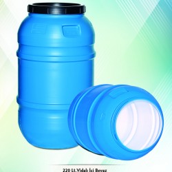 220 LT Vidalı İçi Beyaz Bidon