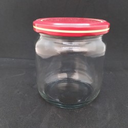 425 Cc. Cam Kavanoz - SARI-KIRMIZILI Kapaklı-30 ADET