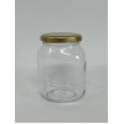 340 Cc. Cam Kavanoz - Oval - Altın Kapaklı