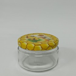 230 Cc. Bal Kavanozu - Cam Kavanoz - Petek Desenli Kapaklı