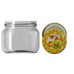 400 Cc. Cam Kavanoz - Kovan Desen Kapaklı - 96 Lı Paket 400 Cc. Cam Kavanoz - Kovan Desen Kapaklı - 96 Lı Paket