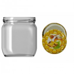 425 Cc. Cam Kavanoz - Kovan Desen Kapaklı - 150 Li Paket