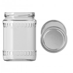 580 Cc. Cam Kavanoz - Fasit Model - Gümüş Kapaklı - 24 Lü Paket